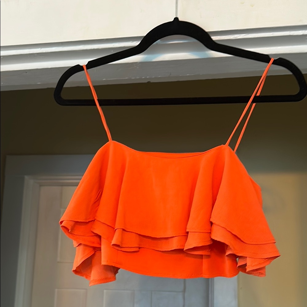 Zara Orange Ruffle Bralette style Top